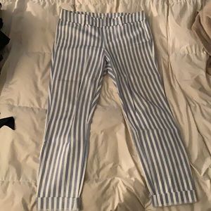 Light blue and white pinstripe Old Navy pixie pants, size 4